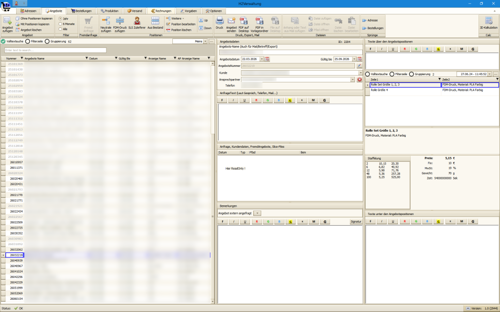 H2Verwaltung Screenshot 1