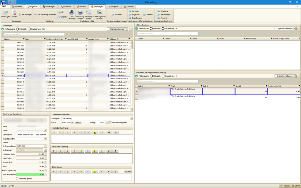 H2Verwaltung Screenshot 2
