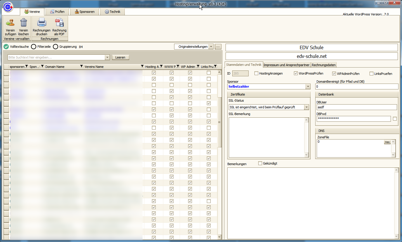 HostingVerwaltung Screenshot